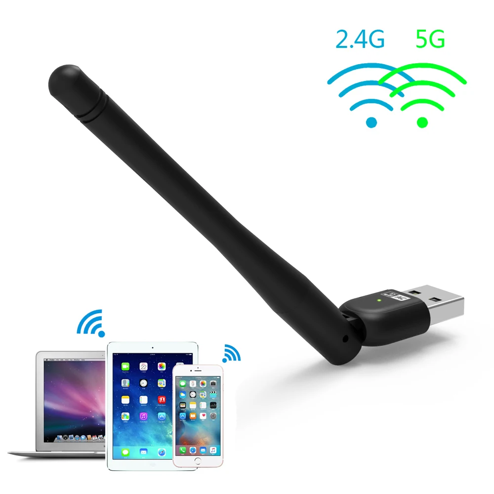 

Wavlink Dual Band Wireless AC600 USB Adapter Max Speed to 600Mbps WIFI Dongle 5dBi Antennas Ethernet Network LAN Card- Black