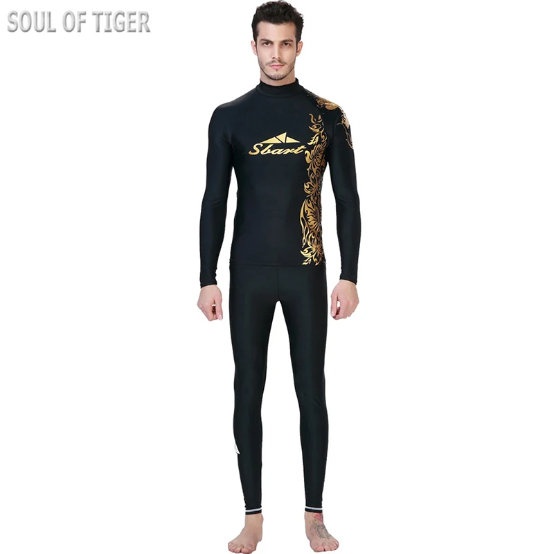 ФОТО 2017 Separation Beach Men Tight Trajes De Surf Hombre Printed Design Snorkel Suit Mens Wetsuits Mergulho Man Swimwear Plus Size 