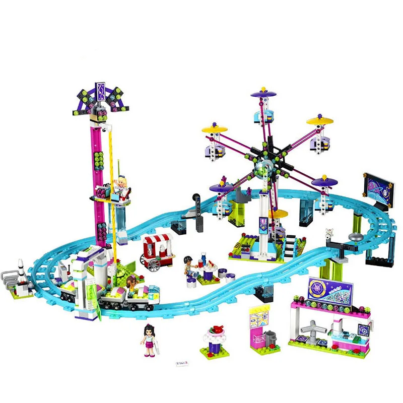 

01008 Girl Series Friends Park Roller Coaster Ferris Wheel Set Model Building Blocks Bricks 41130 Children Education Toys Gift