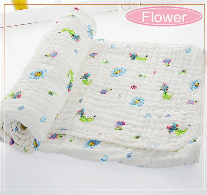 Детские пеленки 110*110 см, хлопок, 6 слоев, одеяло для новорожденных, мягкие, для ванной - Цвет: Flower
