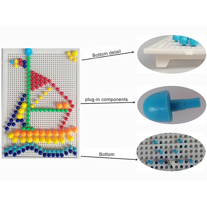 376 шт мозаика колышек доска головоломка гриб гвозди колышек Обучающие игрушки-пазлы для детей S7JN
