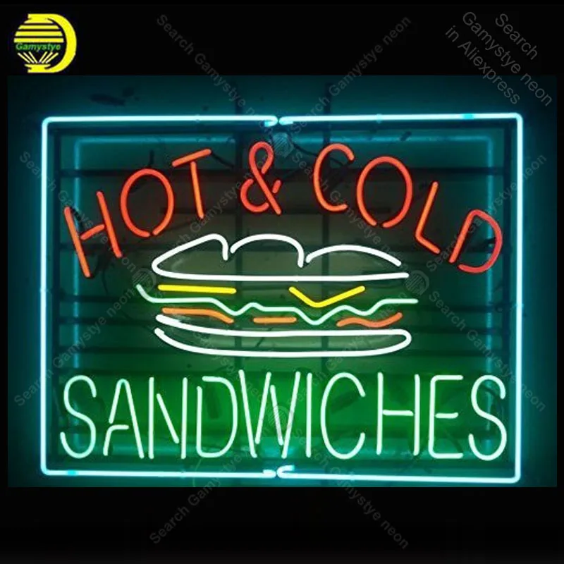 Звезда неоновая фабрика горячие и холодные сэндвичи металлический каркас неоновая вывеска ручной работы магазин Настоящая стеклянная