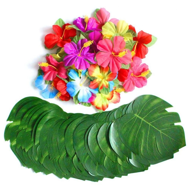 

10pc/set Wedding Decoration Artificial Leaves Tropical Palm Tree Silk Green Fake Palm Leaf Flower Table Placemats Party Supplies