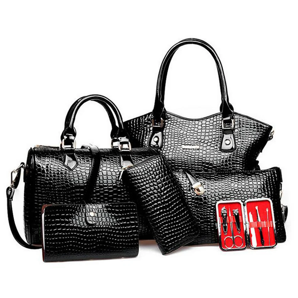 Crocodile Pattern Women Bag Sets Women Handbag Pu Leather Shoulder Bag