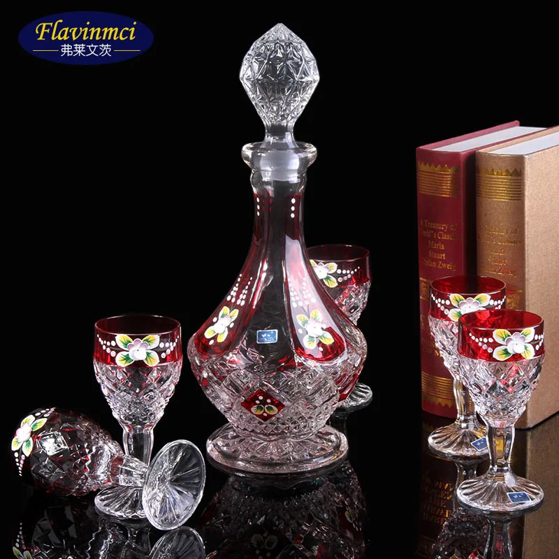 Wholesale Lead free Crystal Glass Wine set Enamel European hand Wines