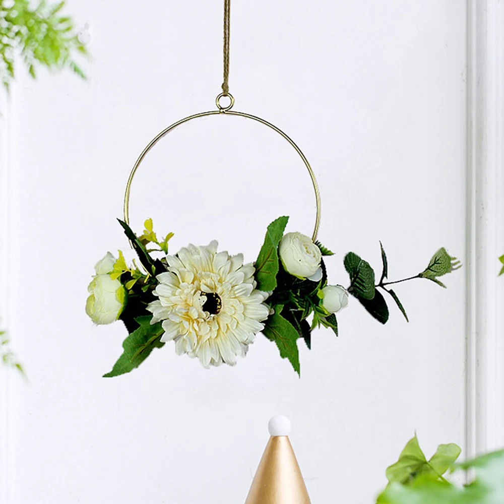 

Wedding Bride Hand Flowers Hoop Portable Iron Ring Garland Artificial Plant Flower Rack Christmas Wreath Home party Decor
