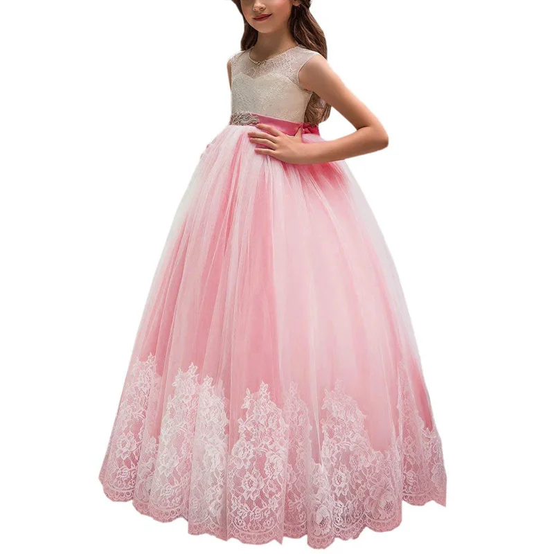 champagne pink flower girl dresses