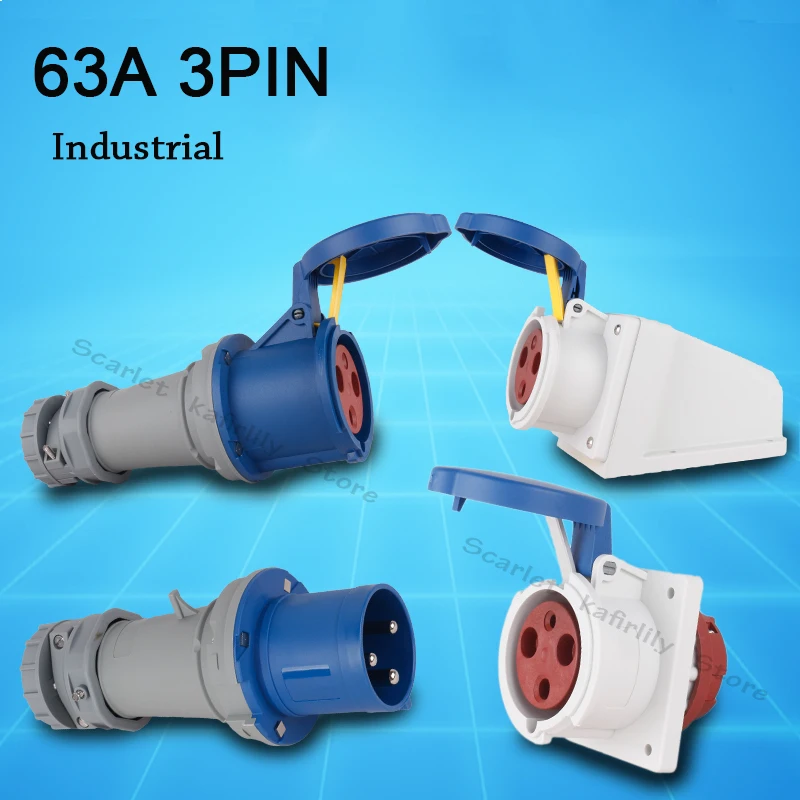 Industrial Plug Socket Coupler 63A 3PIN Weatherproof Plug Couplers for