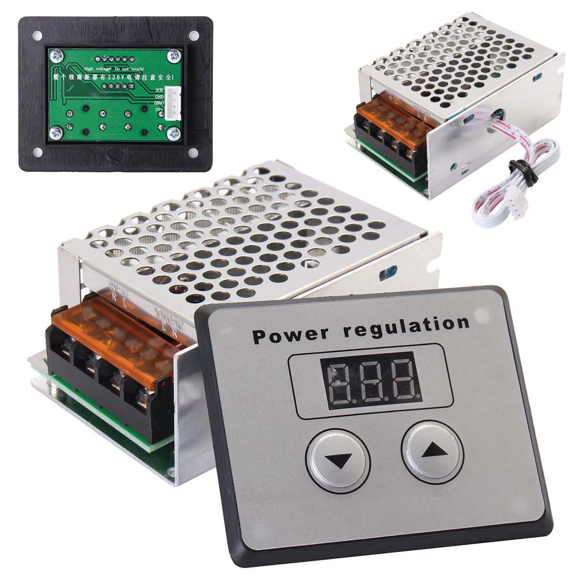 Mayitr SCR Voltage Regulator Dimmer 4000W 220V AC Power Regulator Electric Motor Speed Controller Thermostat for Small Motors
