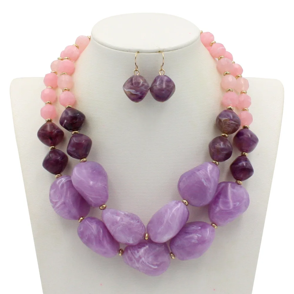 

2018 New Boho Jelly Color Handmade Beaded Multi Layer Necklace Earrings Geometric Bohemian Jewelry Sets for Women Dropshipping