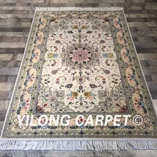 Yilong 4'x6' КИТАЙСКИЙ ручной работы красивые цветы салон украшения шерсть шелк ковер ручной работы(WY2051S4x6