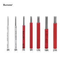 Туман eyeborw microblading Вышивка Крестом Иглы полу постоянный Макияж лезвие затенение 70 шт. круглый туман бровей татуировки иглы microblading иглы