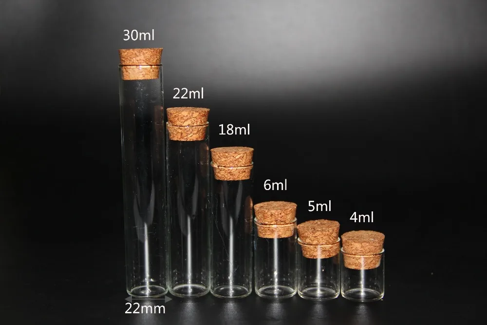 10 шт./лот 4 мл 5 мл 6 мл 18 мл 22 мл трубки банки Стекло бутылок флаконы с пробками пробка Свадебные дома декор крышка для миски с едой для хранения бутылок, банок