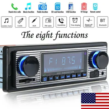 

US Vintage Car Bluetooth Radio MP3 Player Stereo USB AUX Classic Stereo Audio FM