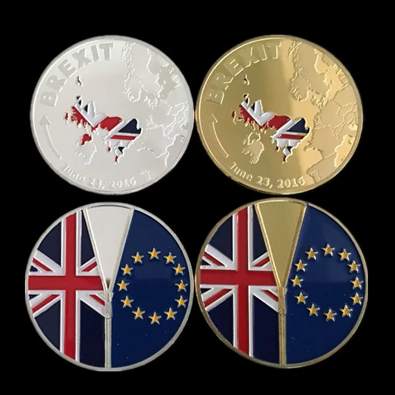 10 pcs The brand new UK British leave the European Union BREXIT 24 K real gold silver plated souvenir decoration coin | Дом и сад