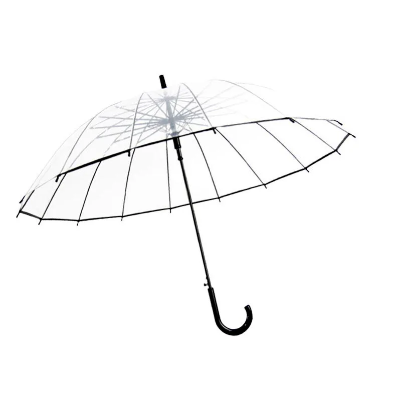 Semi-Automatic Transparent Umbrellas For Protect Against Wind And Rain Long-Handle Umbrella Clear Field Of Vision