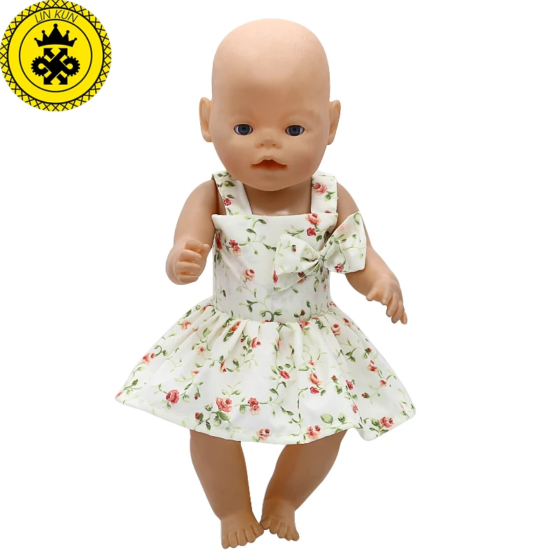 Baby Doll Clothes Small Floral Pattern Bowknot Princess Dress fit 43cm