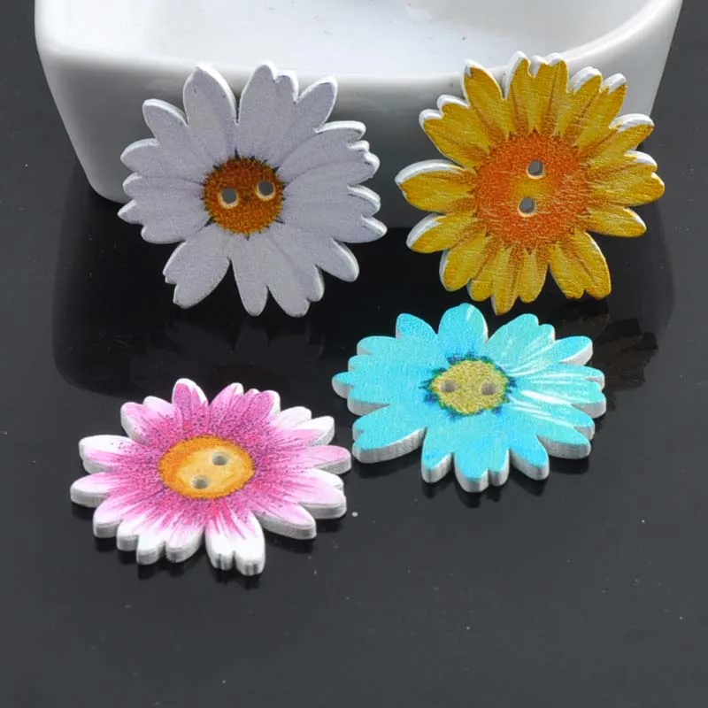

Sunflower Painted Wooden Buttons Decorative Knopfe For Sewing Scrapbooking Crafts 50pcs 35mm MT0747