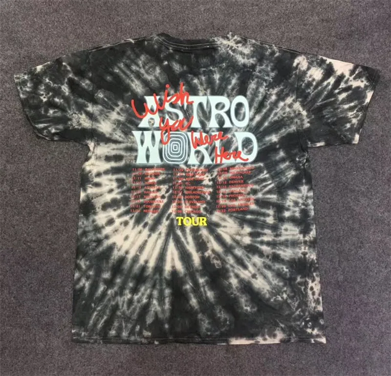 Новая ASTROWORLD Трэвиса Скотта TIE DYE футболка с длинным рукавом для мужчин и женщин 1:1 лучшее качество мода Casaul ASTROWORLD футболки