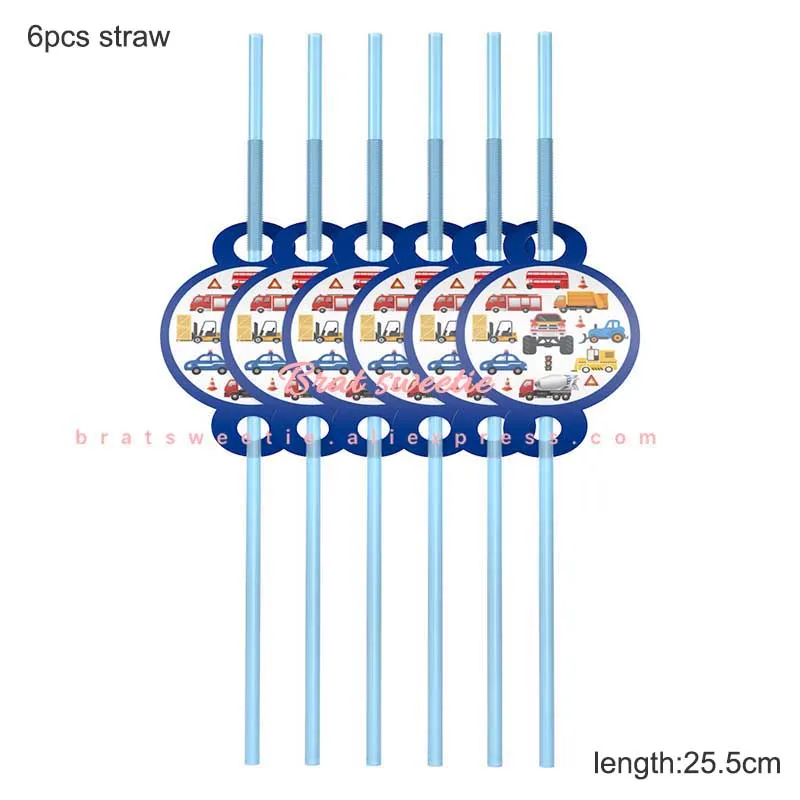Строительных машин вечерние одноразовая посуда тарелка скатерть чашки экскаватор шар экскаватор на день рождения украшения, товары для вечеринки - Цвет: Car straw