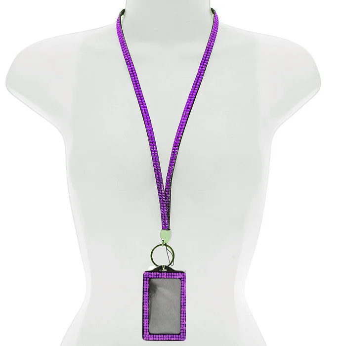 Bling Rhinestone Lanyard ID Card Badge Keys Chain Holder Neck Long Strap Holder 