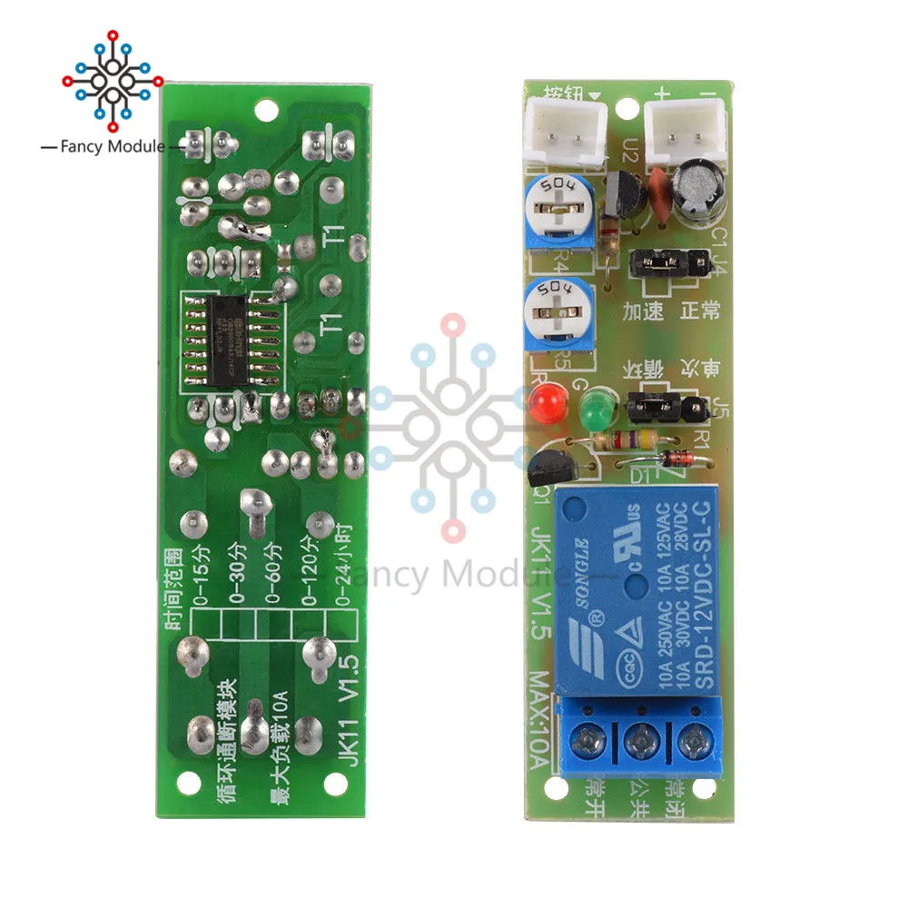 Регулируемый цикл постоянного тока 5 в 12 В 24 в 60 мин таймер задержки включения/выключения реле Модуль платы таймер управления реле Модуль
