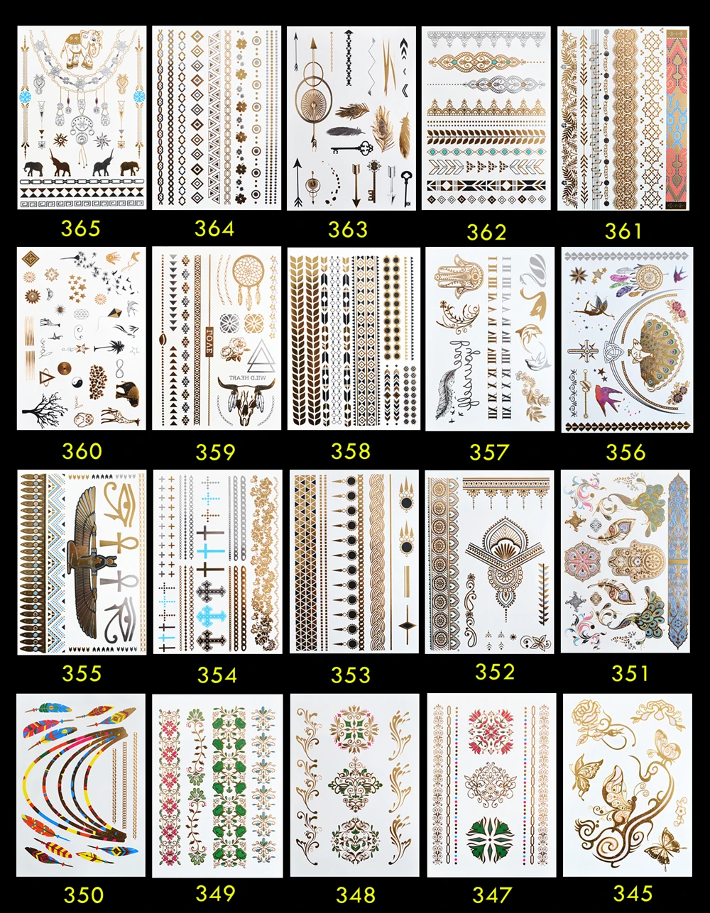 15 шт./партия водонепромокаемое флеш тату Нетоксичная временная татуировка наклейка Возьмите эти металлические и золотые ювелирные изделия татуировки дома