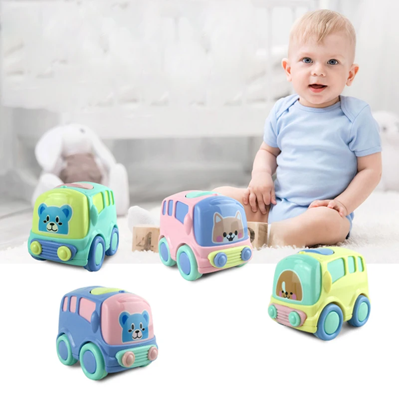 

Macaron Color Mini Car Toy Mini Bus Model Cartoon Car Toys for Children Kids Toy Inertial Vehicle Mini Bus Engineering Car N6607