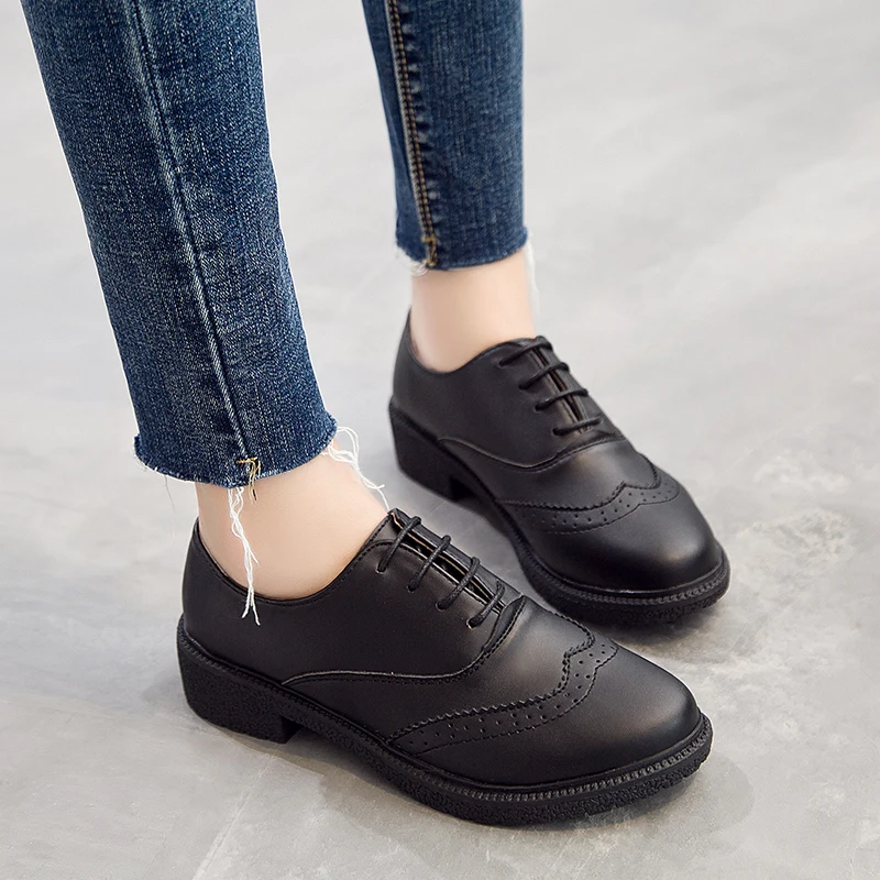 

Big size England Style Women's Oxfords Fashion Autumn Shoes Woman leather Flats Platform Casual Vintage Shoes calzado mujer 4