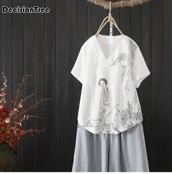 2019 Топы hanfu Топ традиционная китайская одежда для женщин топы одежда с v-образным вырезом традиционная печать китайские традиционные Топы