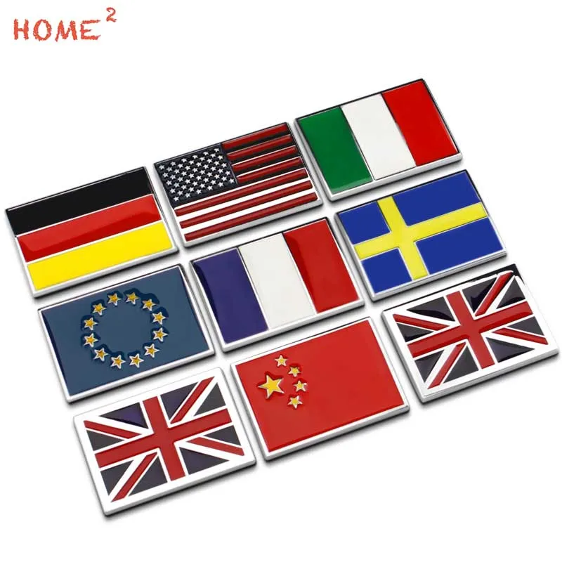 

Car with the British France Germany Italy China Flag Car Logo Metal Body Stickers for ISUZU Land Rover MINI Cooper Nissan Dodge