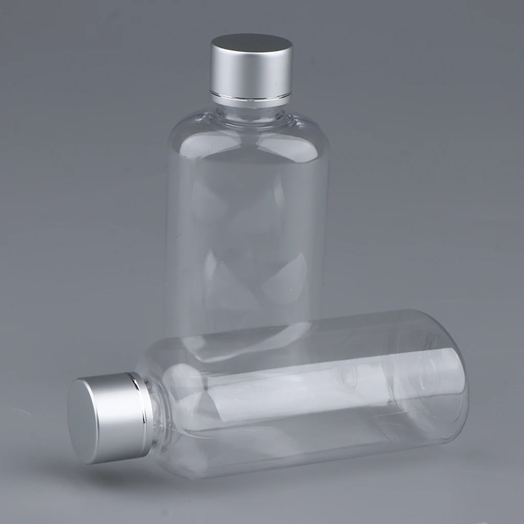 2Pcs 100ml Empty Clear Plastic Bottles Tubes Screw Caps Containers for Shampoo Lotions Toners
