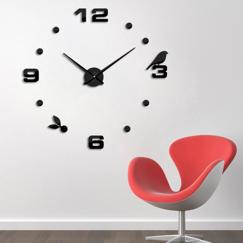 Muhsein Новые DIY стильные настенные часы 3D супер зеркало большого размера настенные стикеры Часы украшение для дома гостиная часы