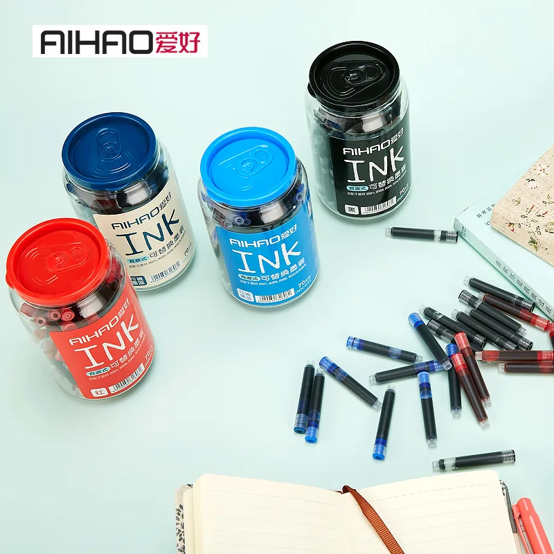 70 PCS/pack Black red Non erasable Pen Refills Universal Fountain Pen