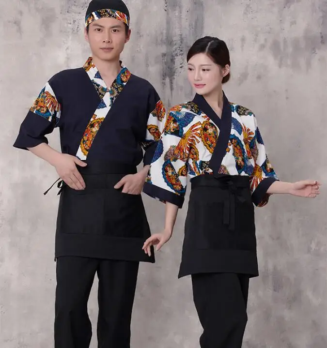 Японская униформа для ресторана женщина пекарня Униформа официантки человек кофе Униформа Рубашка-кимоно