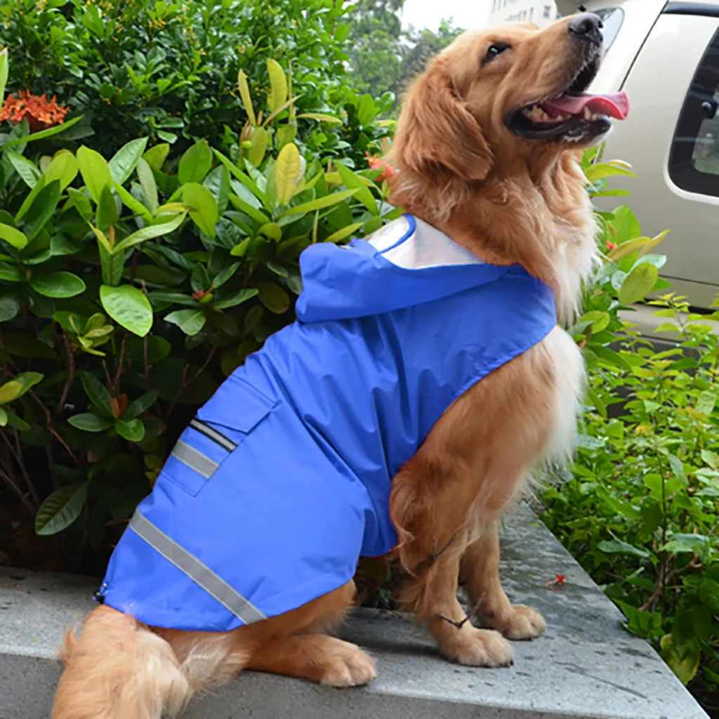 Dog Rain Coat With Hood
 Golden Retriever Solid Raincoat Hooded Legs Waterproof and Rainproof
