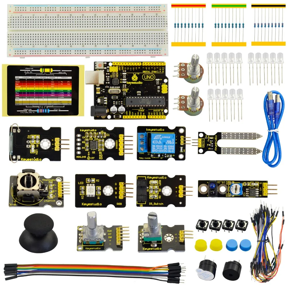 

Keyestudio Sensor Starter Kit-K4 For Arduino Education Learning Kit W/UNO R3+ADL345+Joystick+RGB LED+19Projects