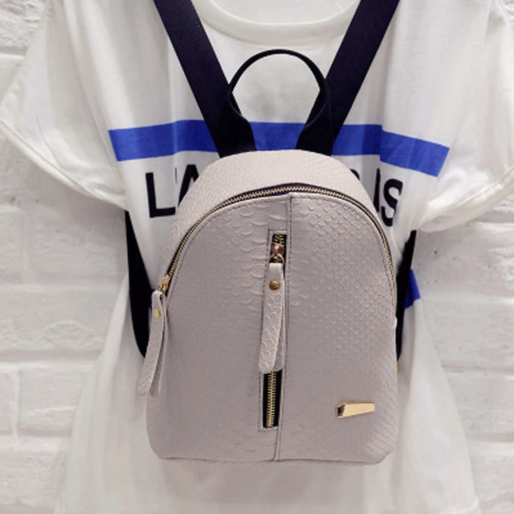 3 Colors Women Travel Cute PU Leather Rucksack Fashion Mini Backpack Girls School Zipper Bag(Black) 3 Colors Women Travel Cute PU Leather Rucksack Fashion Mini Backpack Girls School Zipper Bag(Black)