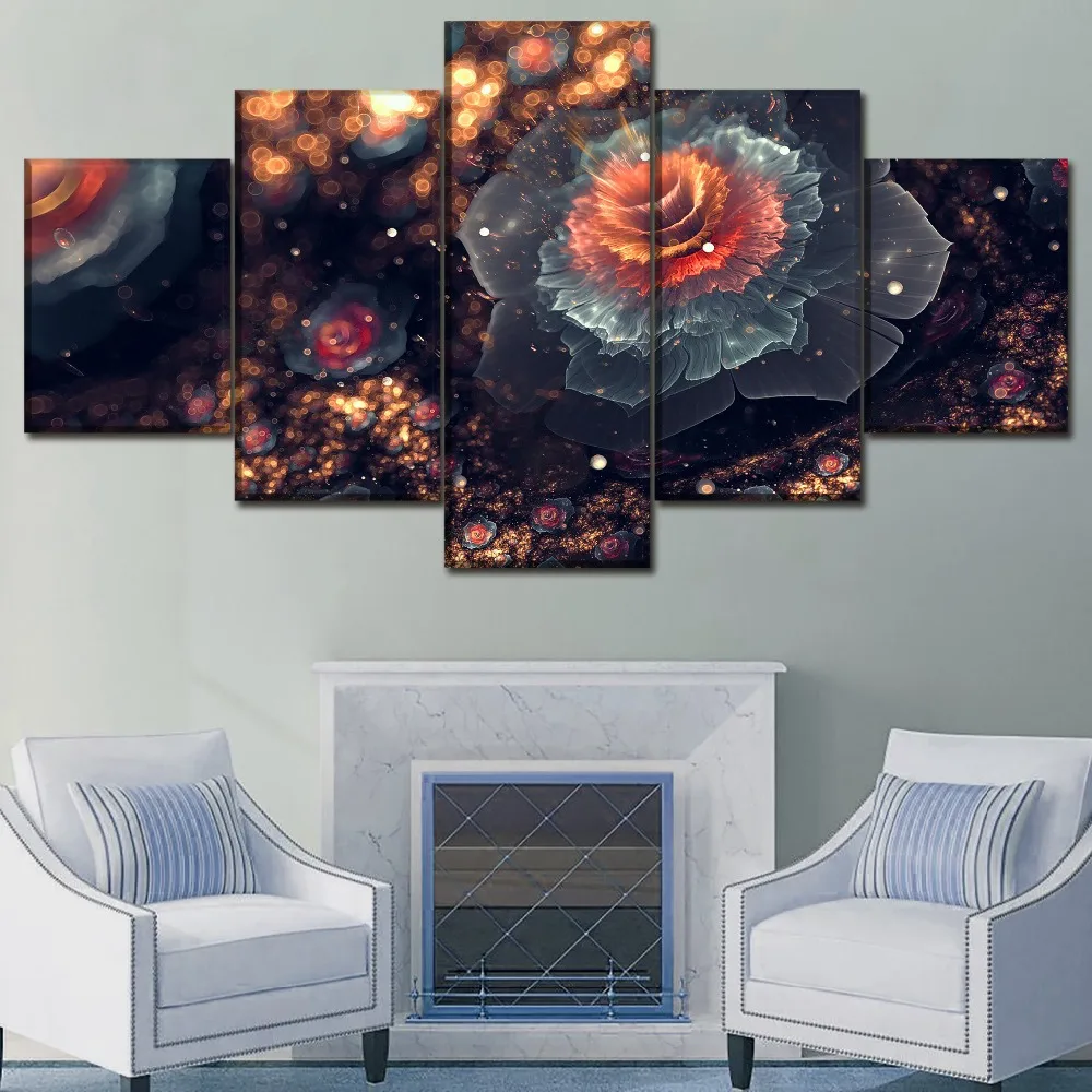 5 pieces Large Flower Crystal Wall Art Picture Gift Home Decoration Canvas Print painting printed on canvas | Дом и сад
