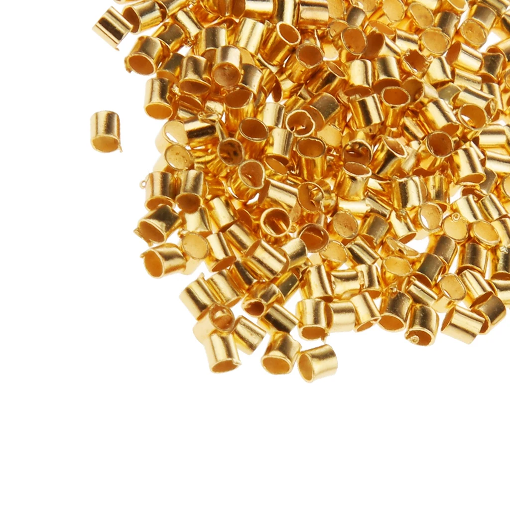 Lot 1200pcs 1.5mm Tube Crimp End Spacer Beads Cord Jewelry Finding DIY