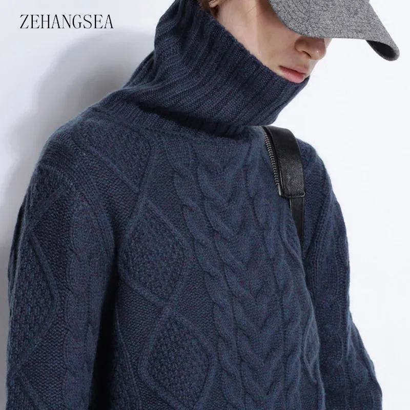 ZEHANGSEA-Winter thickening new sweater 4 color large size loose pullover sweater women's high collar twisted flower top ZEHANGSEA-Winter thickening new sweater 4 color large size loose pullover sweater women's high collar twisted flower top