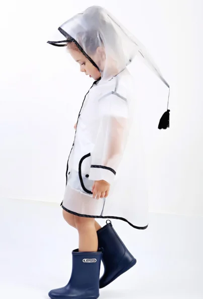 

children's raincoat waterproof rain poncho rain gear EVA hooded transparent rainwear portable practical student rainsuit C449