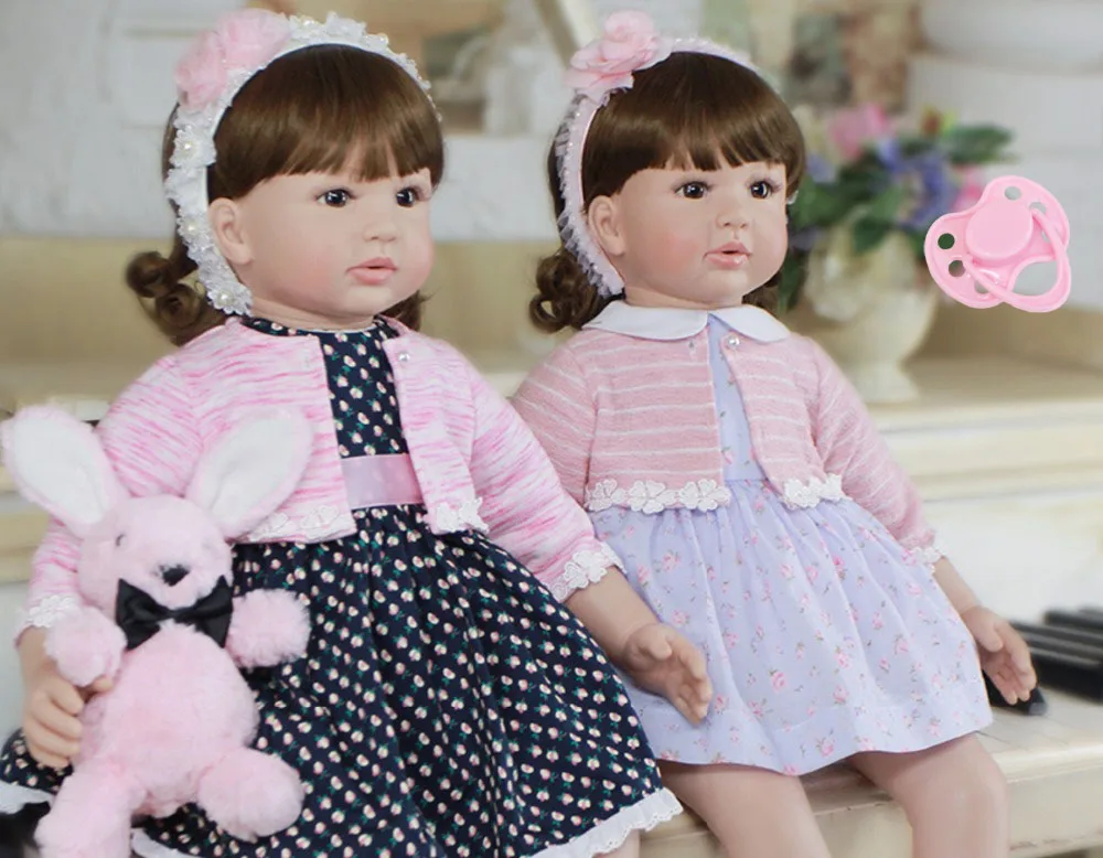 

60cm Silicone Reborn Toddler Toy Lifelike 24" Vinyl Princess Girl Baby Dolls Lovely Kids Birthday Gift Play House Toy