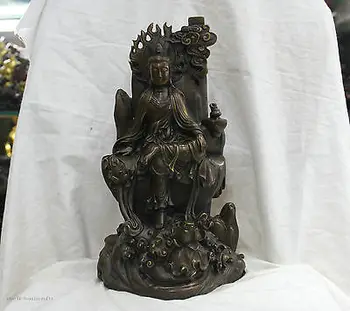 

13.2'' Chinese Tibet Tibetan Buddhism Pure Bronze statue Lingtai Guanyin Buddha