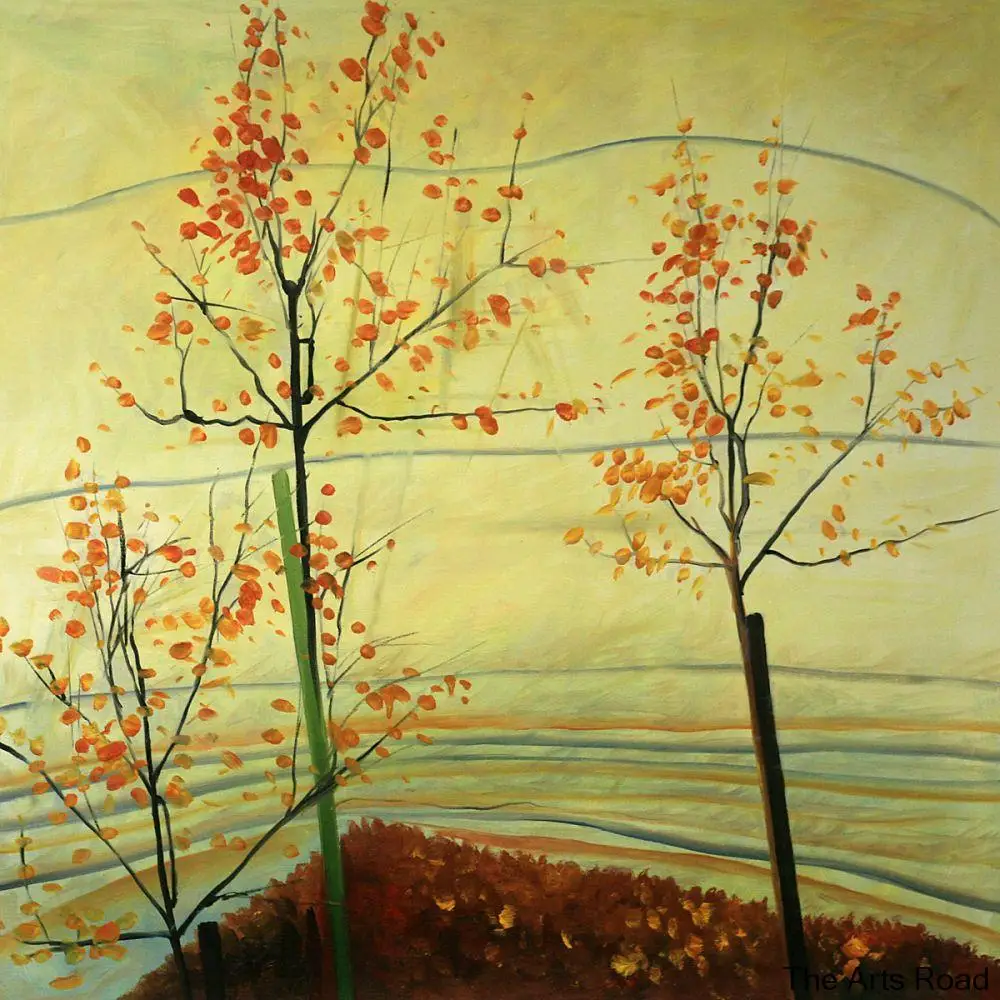 

Landscape Wall Art Canvas Painting Autumn Trees, 1911 Egon Schiele Hand Painted Oil Painting Home Decor High Quality