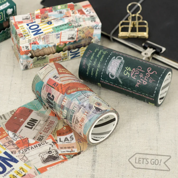 

Cool Vinage Design Travel And Food Theme Creative Washi Tape 90mm*5M 1 Piece Free Shipping 2018 DIY Decoration Supplies Gift