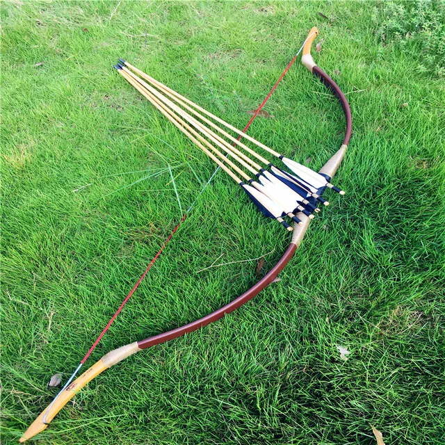 US $104.99 20-80Ibs Chinese traditional handmade brown bow for archery longbow +6 arrows