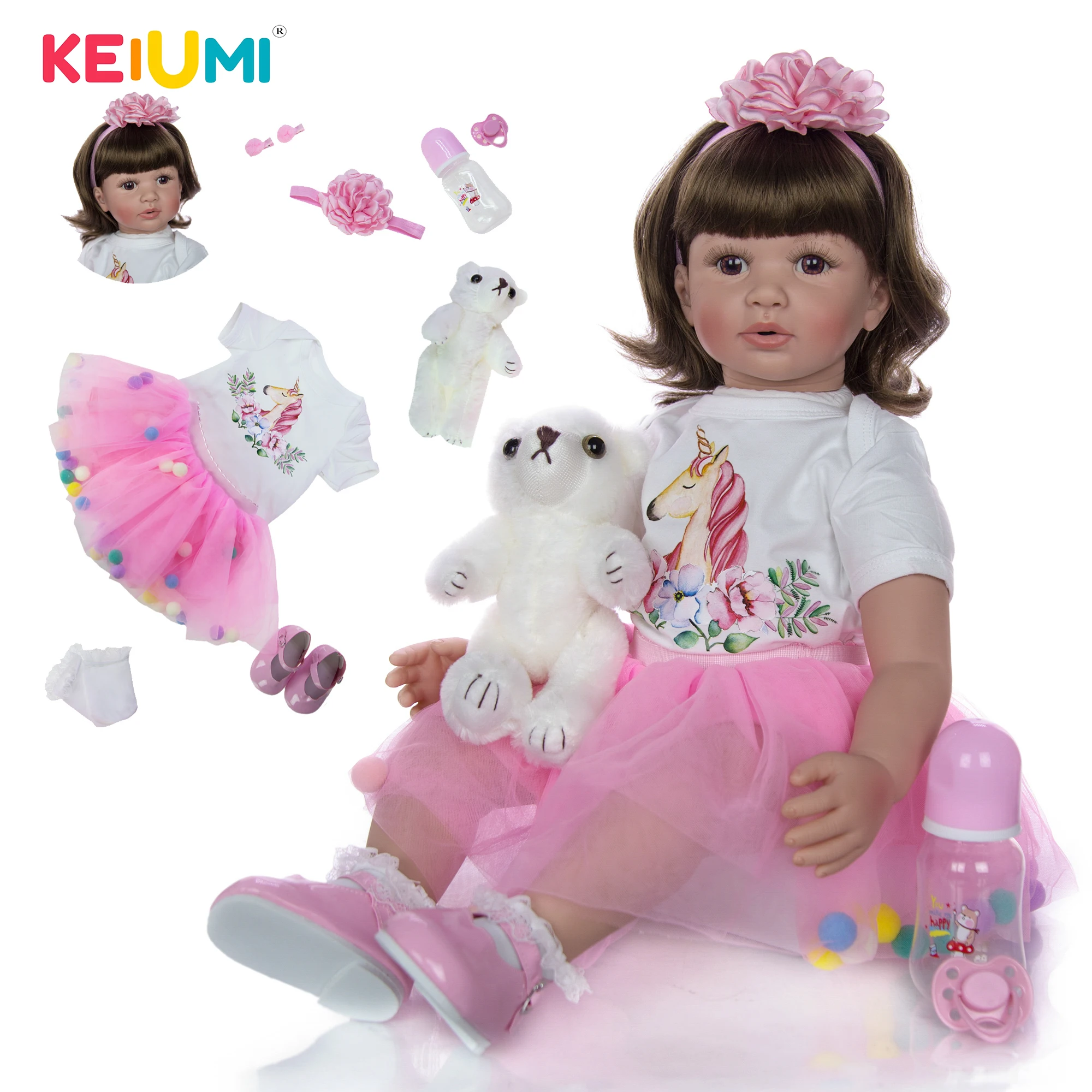 KEIUMI Lovely Realista 24 дюйма Кукла Reborn игрушка для малышей Реалистичная виниловая