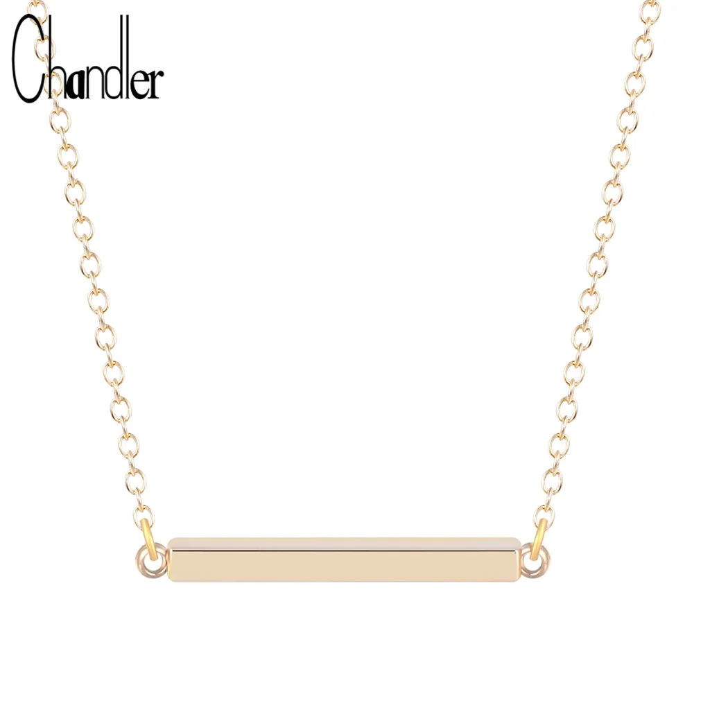 Chandler Famous Brand Square Bar Necklaces & Pendant For Women Geometrical Simple Collares Grandes De Moda 2017 Metal Jewelry