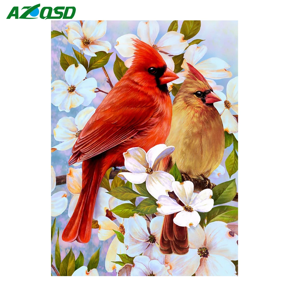 

AZQSD Needlework 5D DIY Diamond Painting Birds Full Square Diamond Embroidery Mosaic Cross Stitch Animal Craft Home Decor Flower